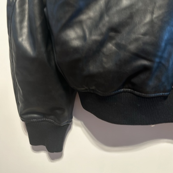 Zara  Black Faux Leather Packets Bomber Jacket Size L New - Picture 8 of 8